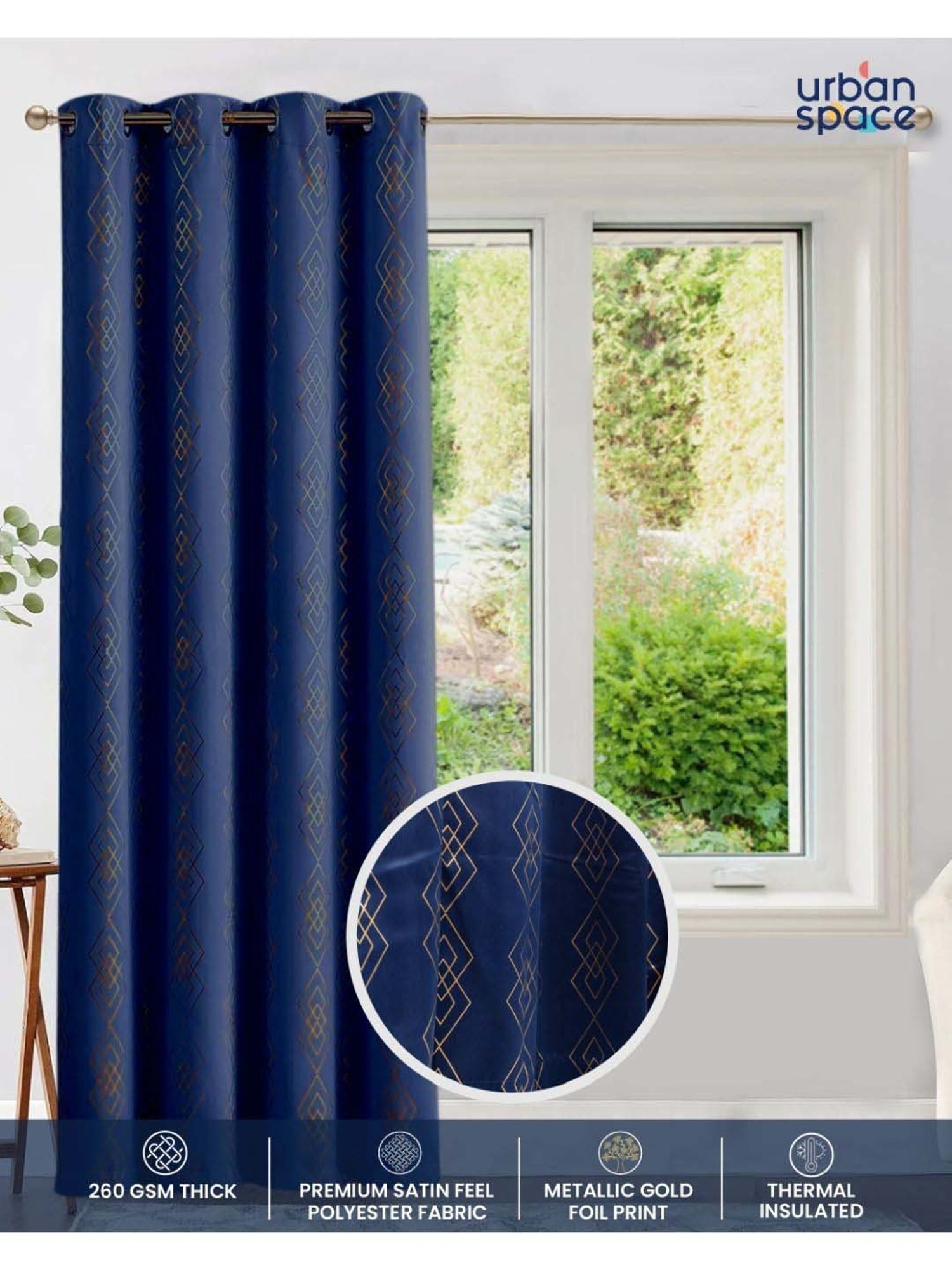 Swayam Brown Paisley J&B Blackout Eyelet Door Curtain - Single Piece (7 Ft)