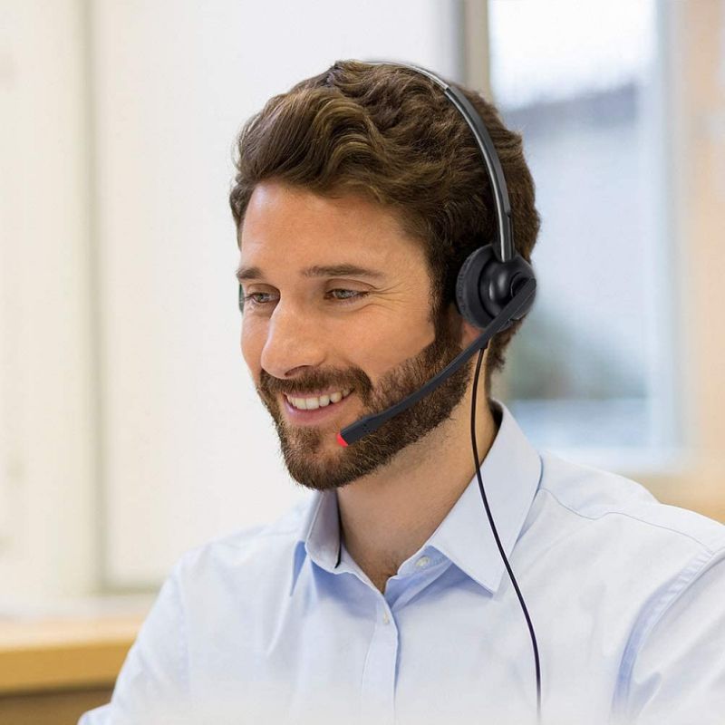 USB Headset with Microphone Noise Cancelling PC Headset Wired Headphone for for Skype Webinar Softphone Call Center Office On Courses