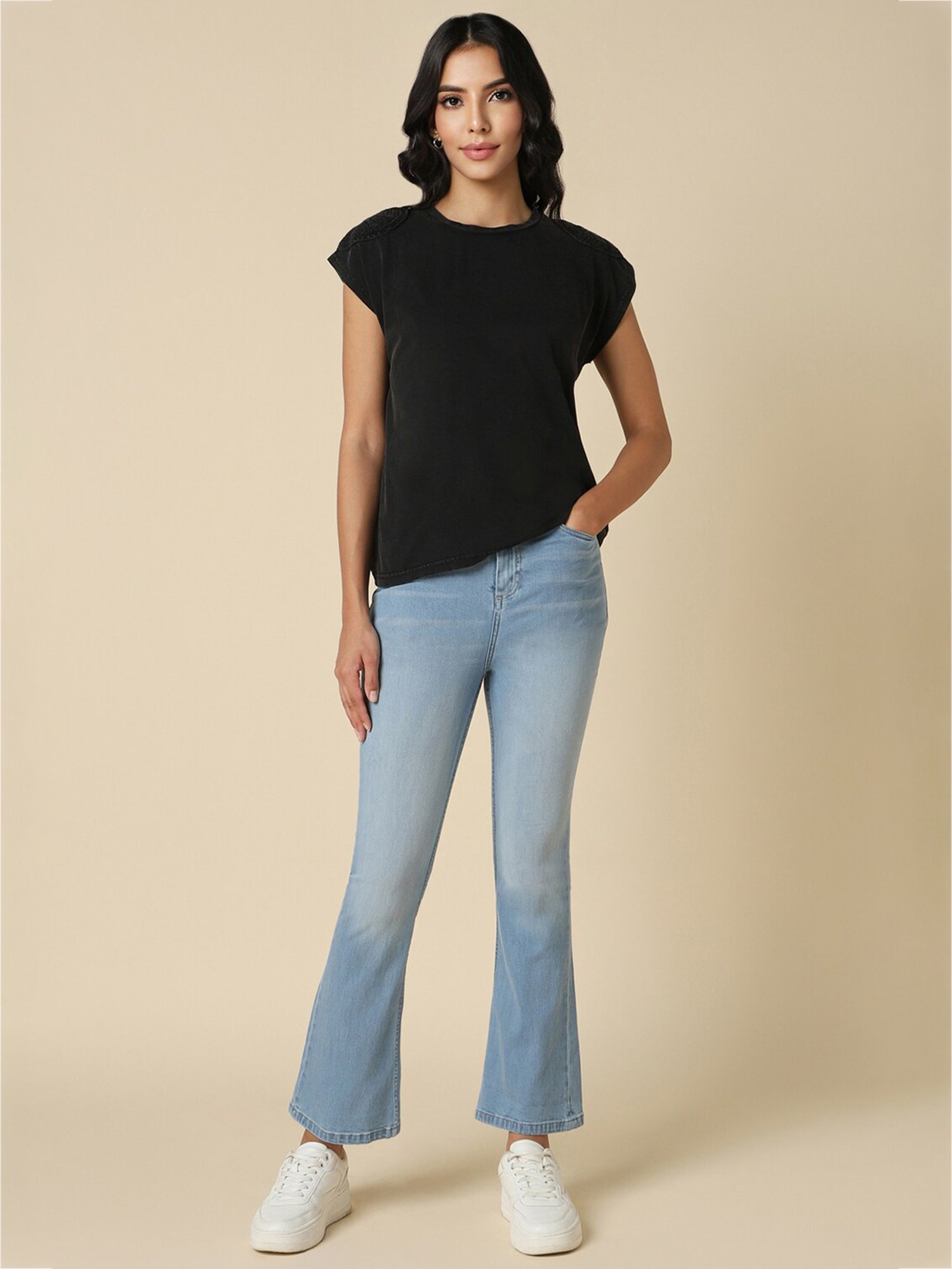 Allen Solly Black Cotton Regular Fit T-Shirt