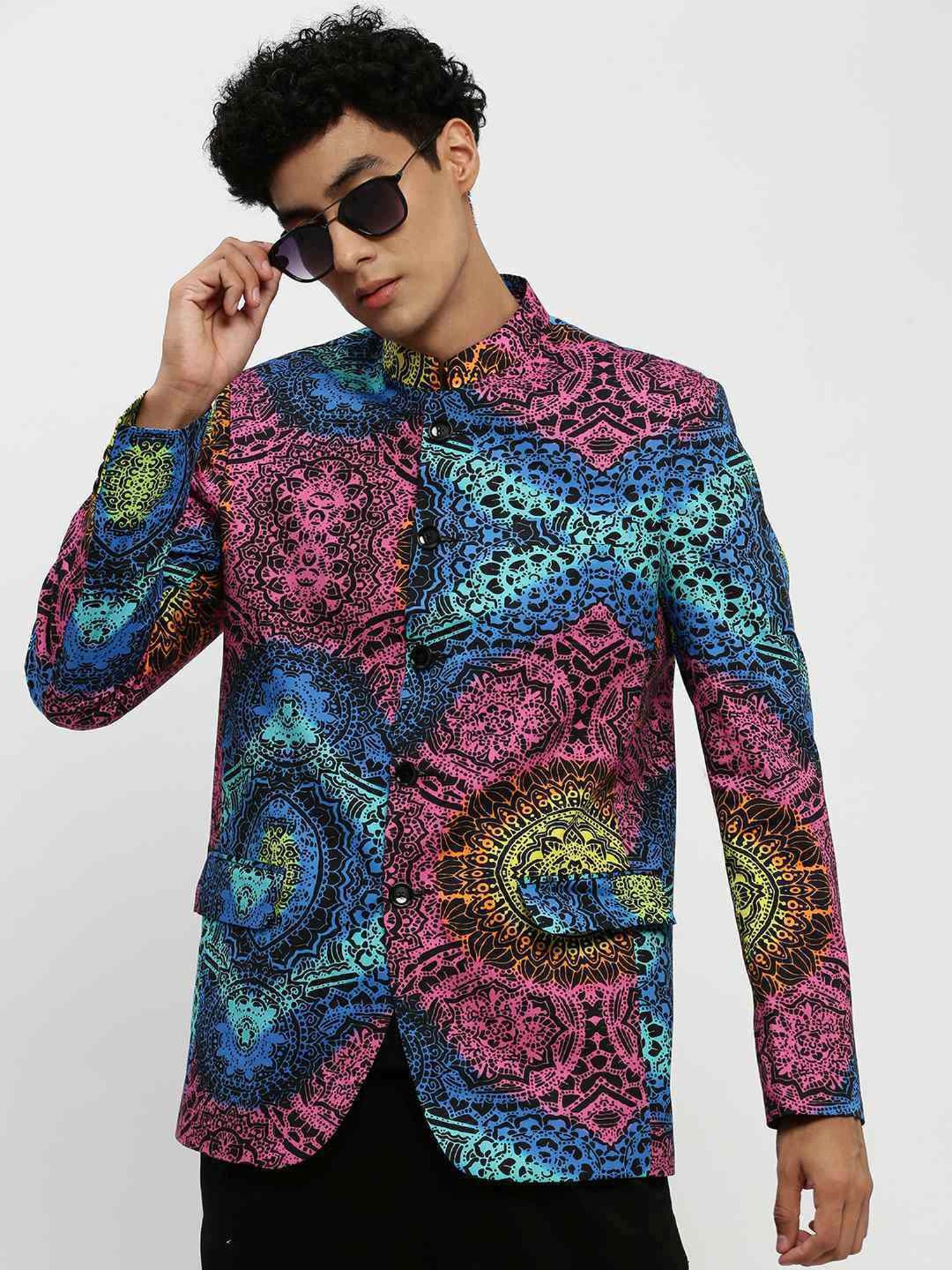 SHOWOFF Multicoloured Slim Fit Printed Blazer