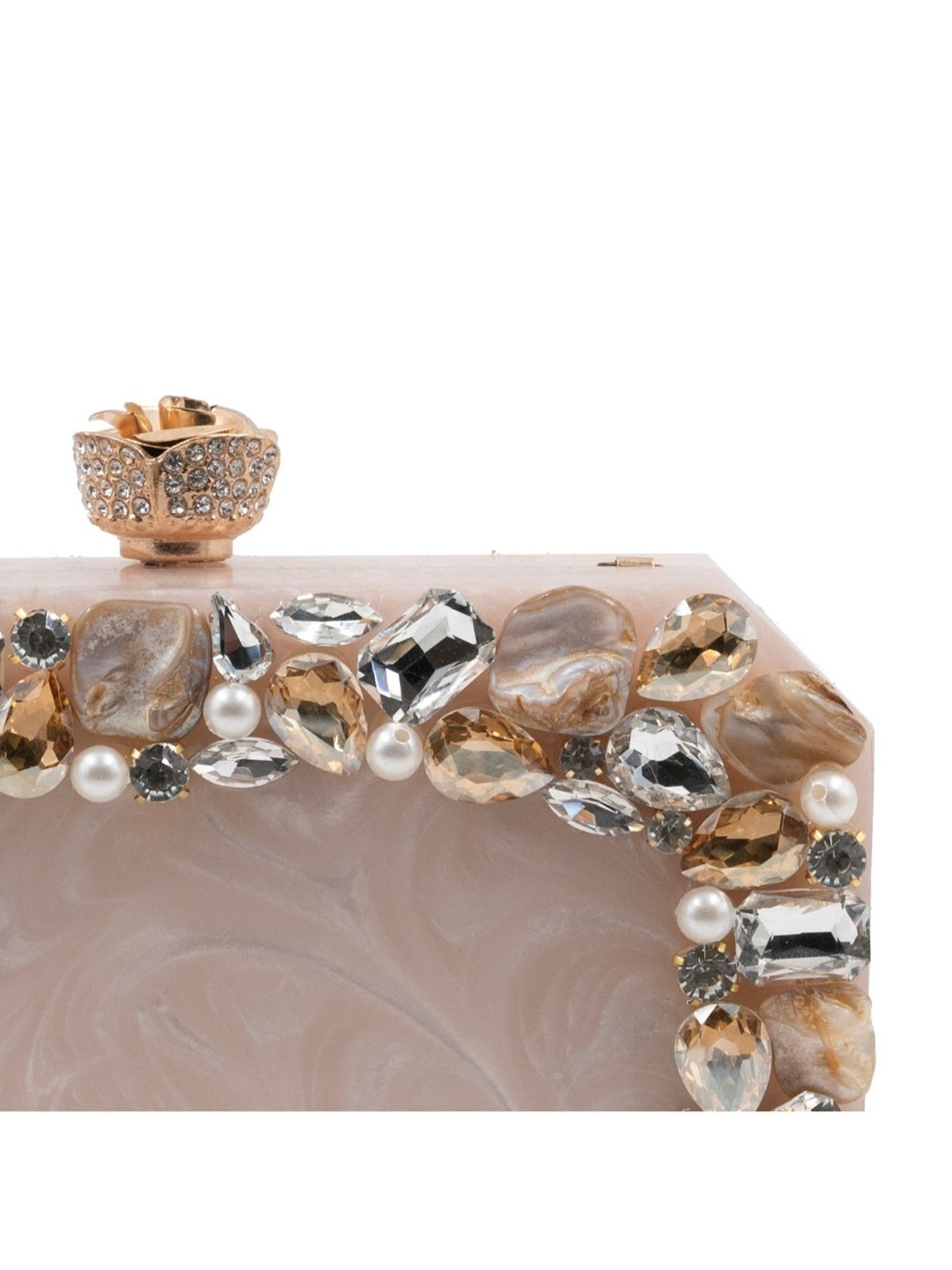 Sugarcrush Beige Luxury Studded Small Clutch