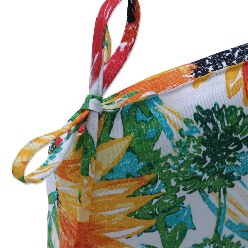 2pc Outdoor/Indoor Rounded Chair Pad Set Sunflowers Sunburst Yellow - Pillow Perfect