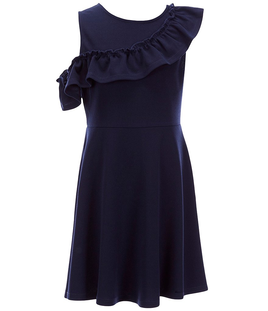 Poppies and Roses Big Girls 7-16 Asymmetrical-Ruffle Fit-And-Flare Dress