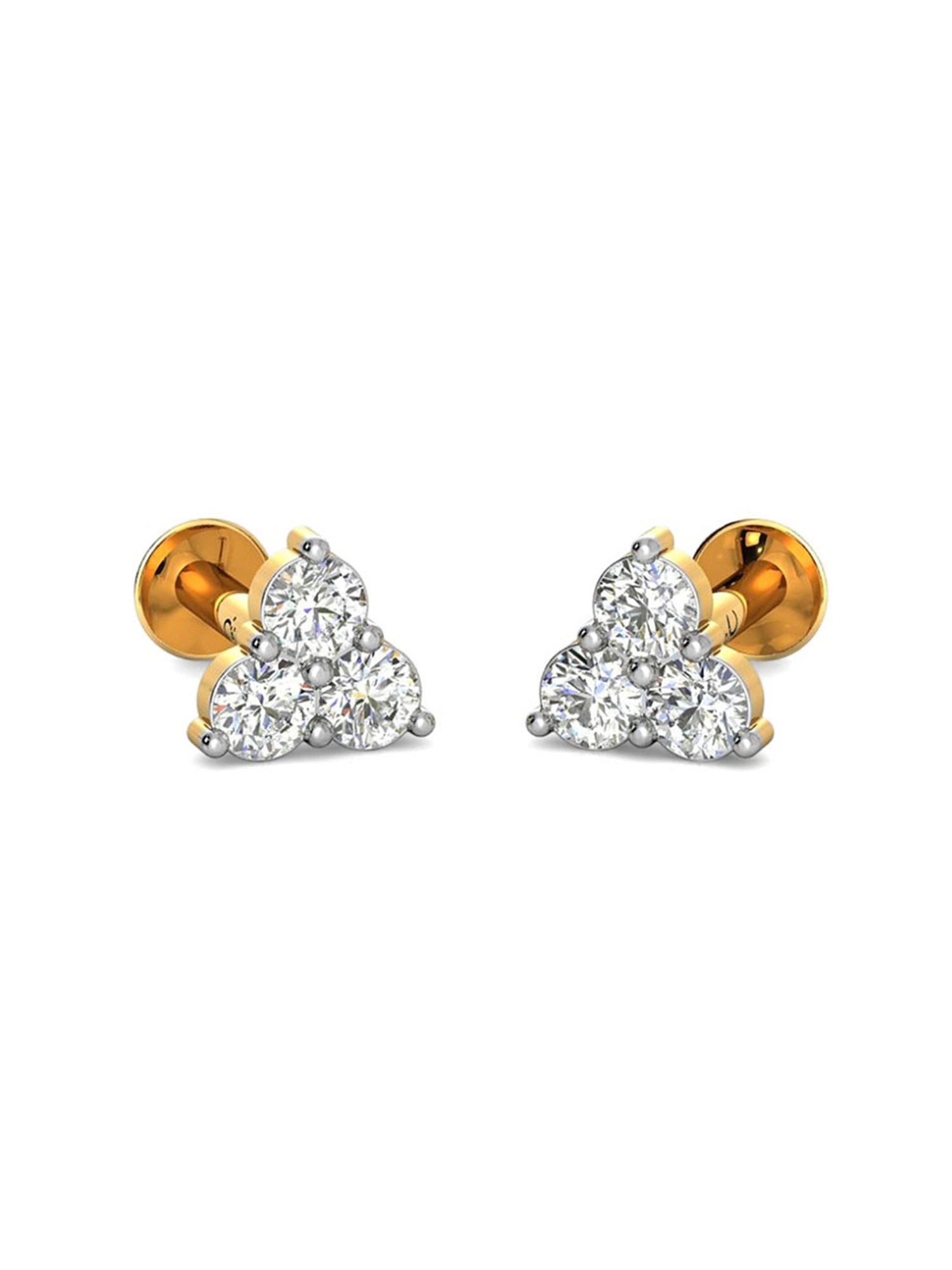 Candere by Kalyan Jewellers Peacock Collection 18k Yellow Gold Diamond Stud Earrings for Women