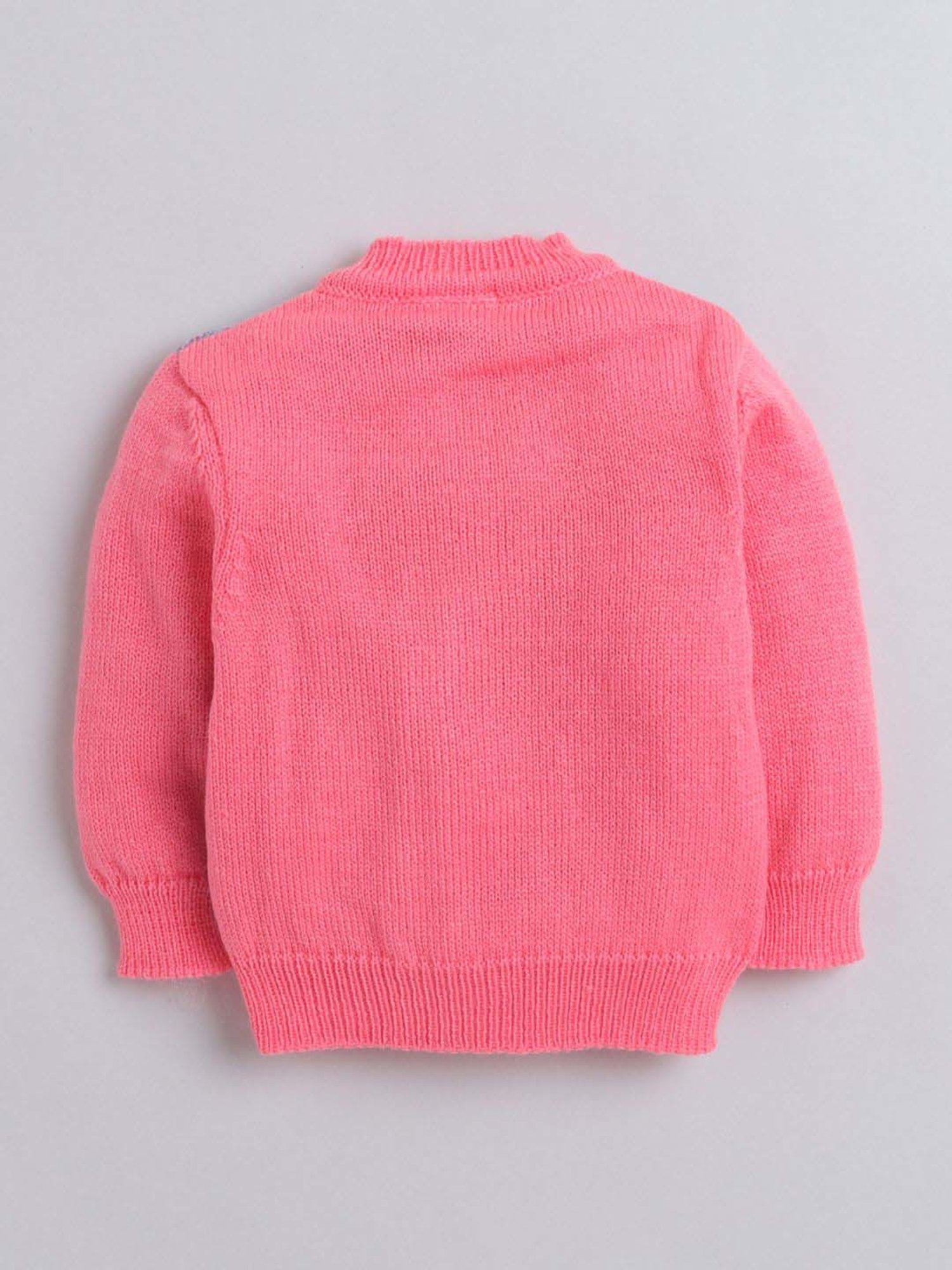 Little Angels Kids Neon Pink & Blue Textured Pattern Full Sleeves Sweater Set