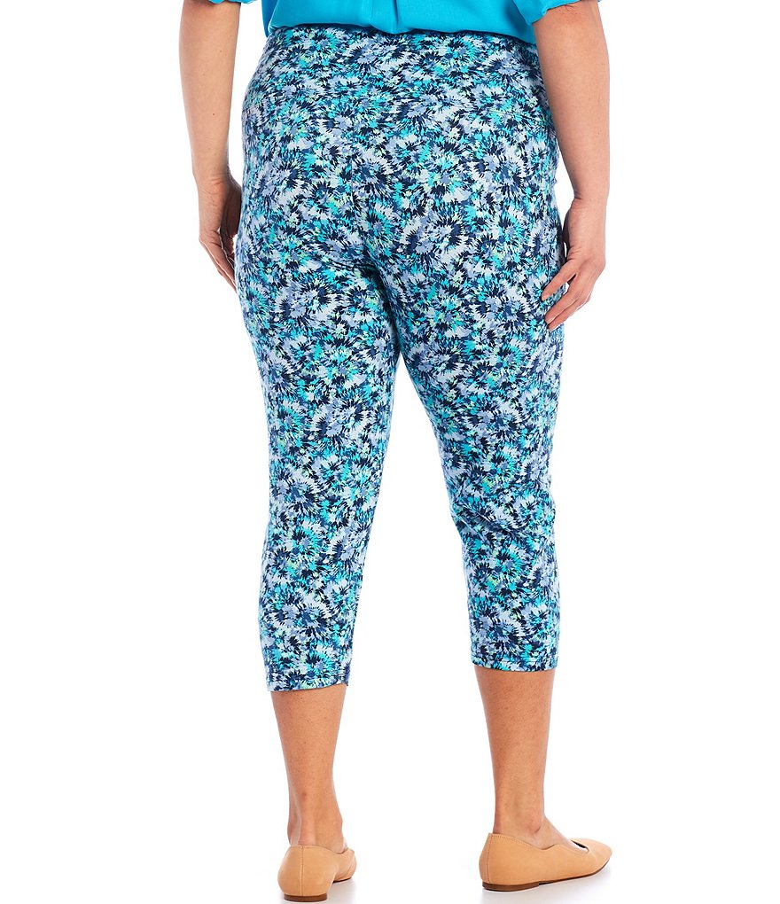 Intro Plus Size Love the Fit Ink Tie Dye Print Capri Leggings
