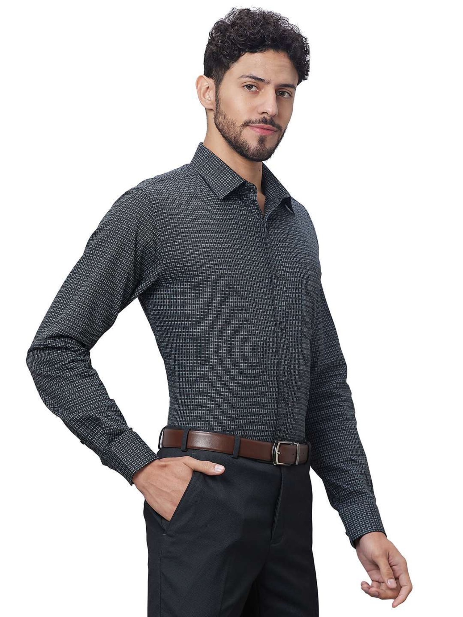 Raymond Anthra Cotton Slim Fit Texture Shirt
