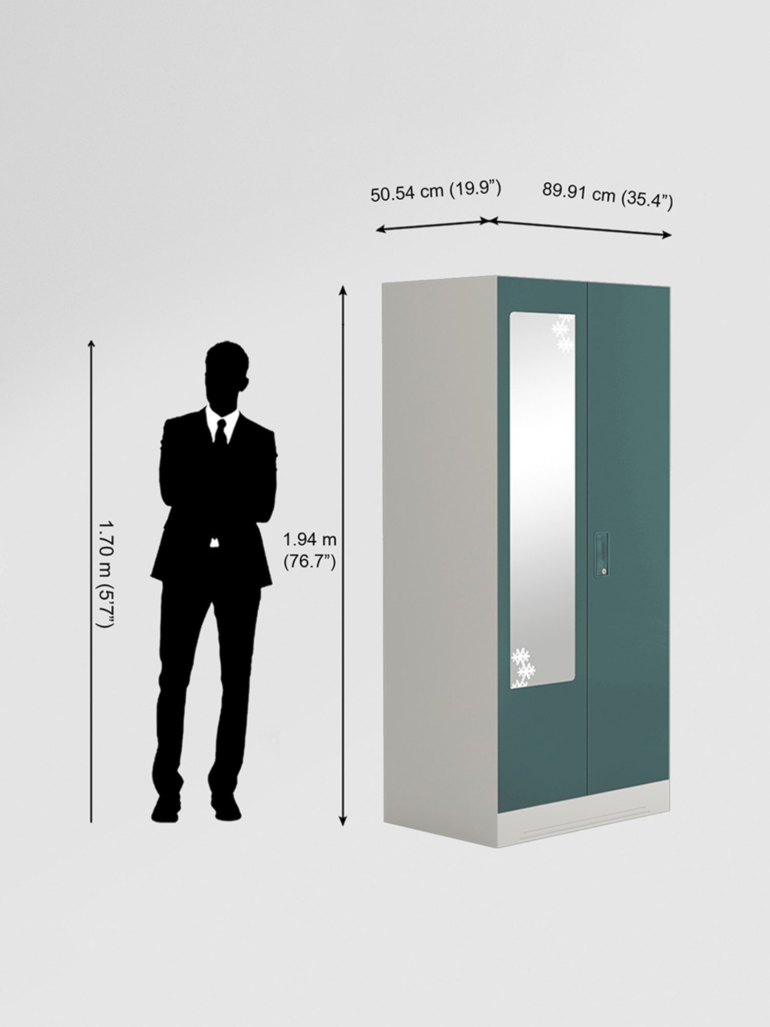 Godrej Interio Slimline 2-Door Steel Almirah, Tex Sea Pine (1-Year Warranty, 1 Locker)