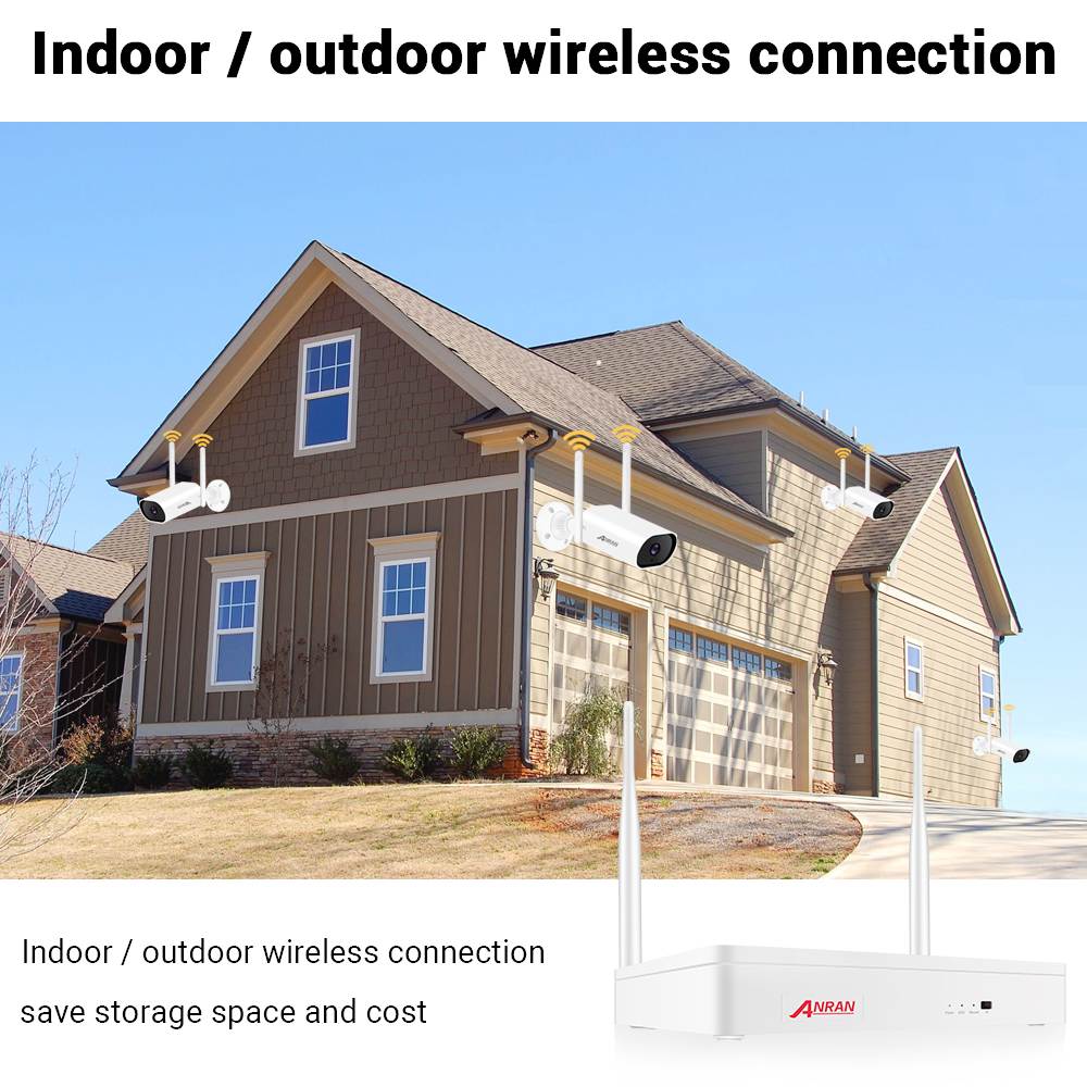 ANRAN Wireless Security Camera System with 1TB Hard Drive & One-Way Audio, 8 Channel NVR 4Pcs 3.0MP Night Vision WiFi IP Surveillance Cameras Outdoor Indoor [Expandable 8CH and Audio Recording]