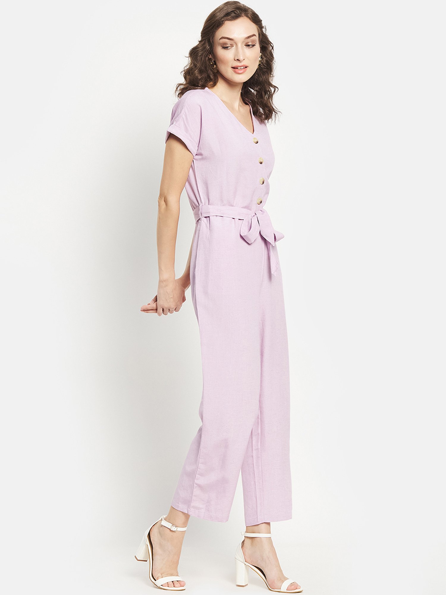 METTLE Purple Cotton Jumpsuit
