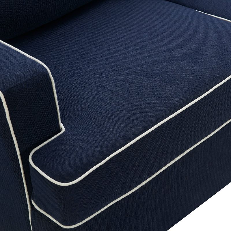 Cardiff Modern Sofa with Contrast Piping Navy with White Piping - Finch