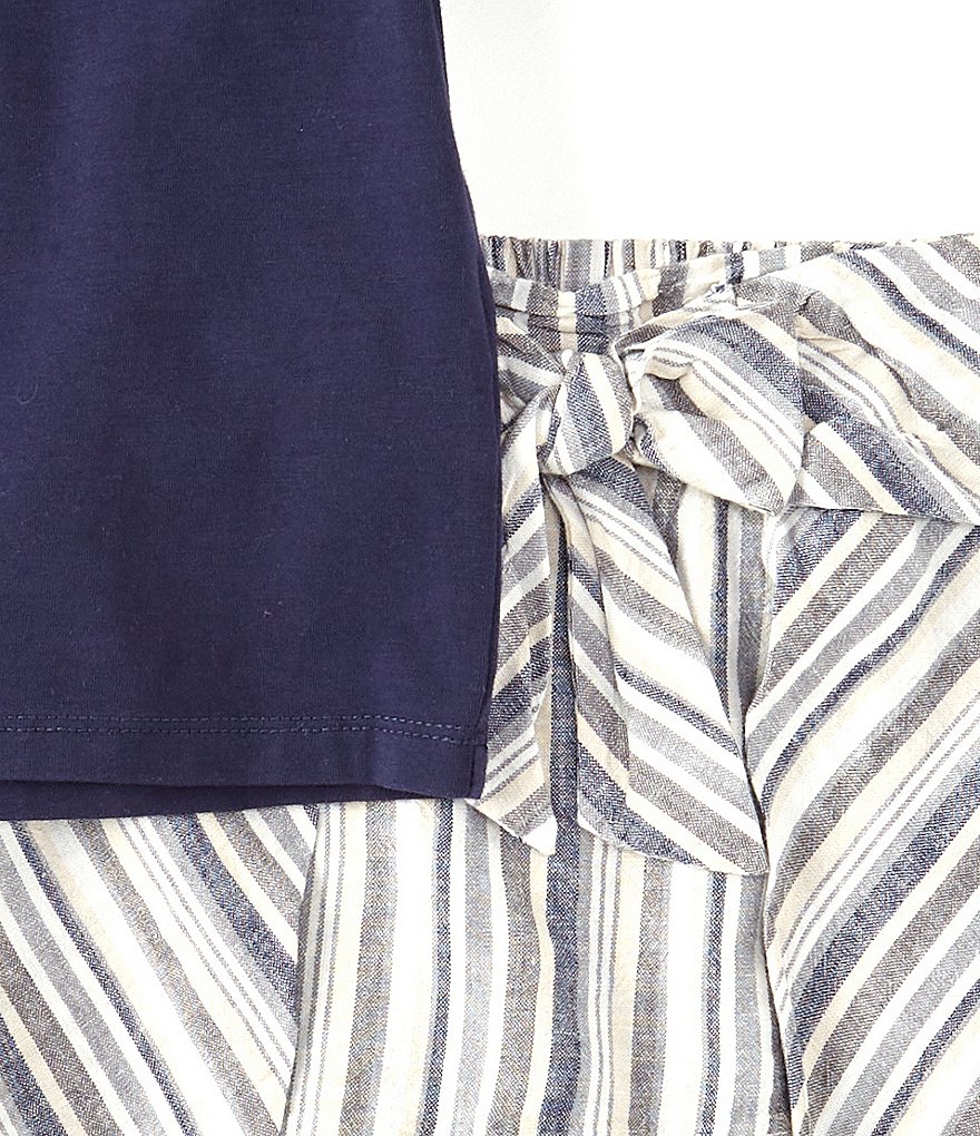 Habitual Little Girls 2T-6X Short-Sleeve Pleated Top & Striped Shorts Set