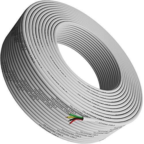 Round Phone Cable - Tupavco TP801 - 300ft White Roll (100 M - 328 ft) 4X1/0.4 Reel Telephone Cord