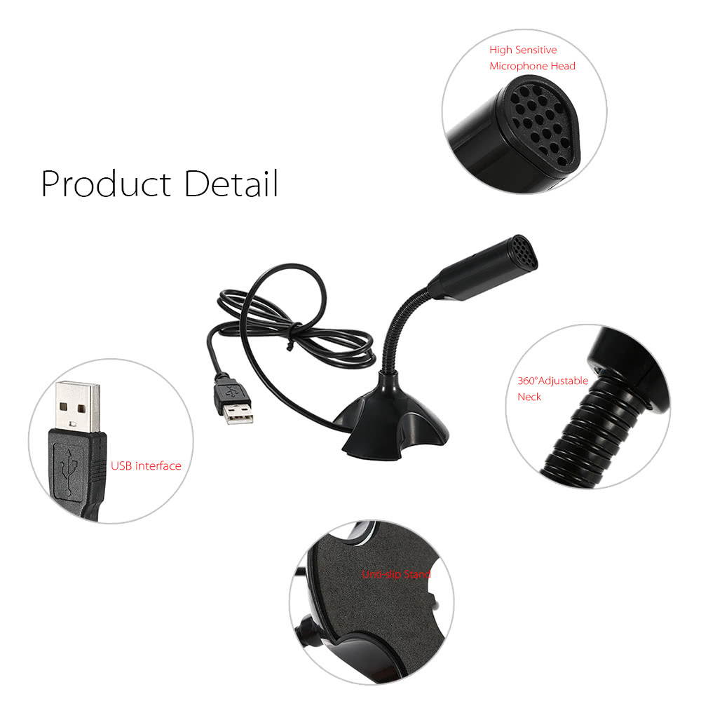 USB Desktop Microphone 360&deg; Adjustable Microphone Support Voice Chatting Recording Mic for PC Mac with a USB port