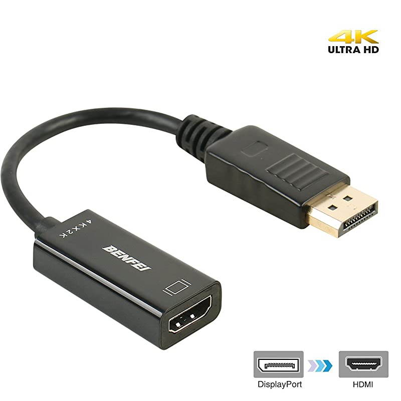 DisplayPort to HDMI 4K UHD Adapter with Audio  DP Display Port to HDMI Ultra HD 4K 2K 3D Converter Male to Female GoldPlated Cord for Lenovo Dell HP and Other Brand