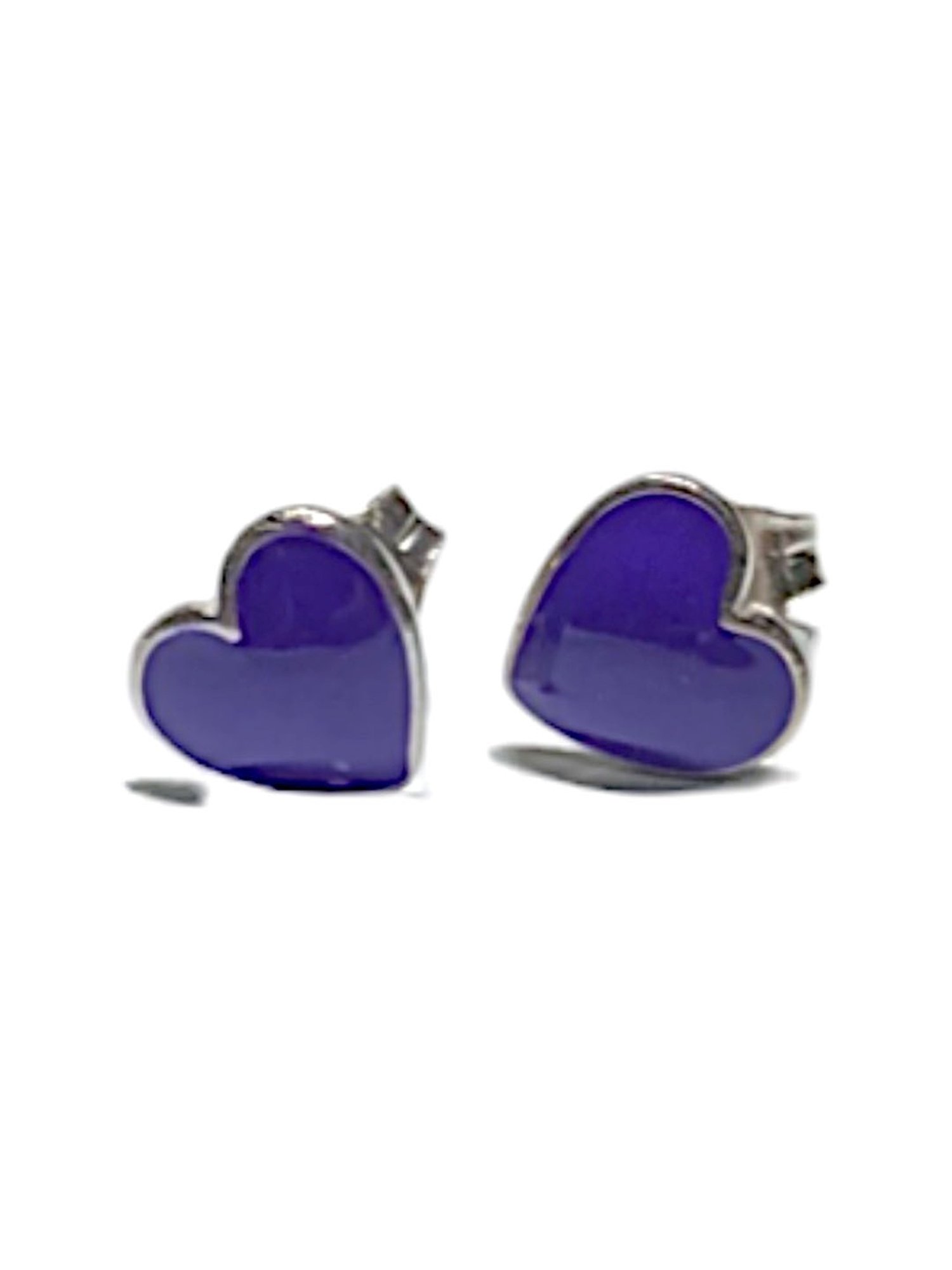 Rihi by P.C. Chandra Jewellers 92.5 Sterling Silver Purple Heart Stud Earrings for Women & Girls