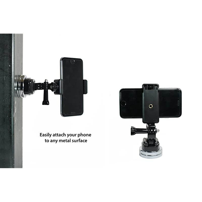Chrome Plated Magnetic Camera Phone Mount wQuick Clip for Sports Camera or Phone Great for Video Pictures Livestreaming or WOD Lg Clip Magnet