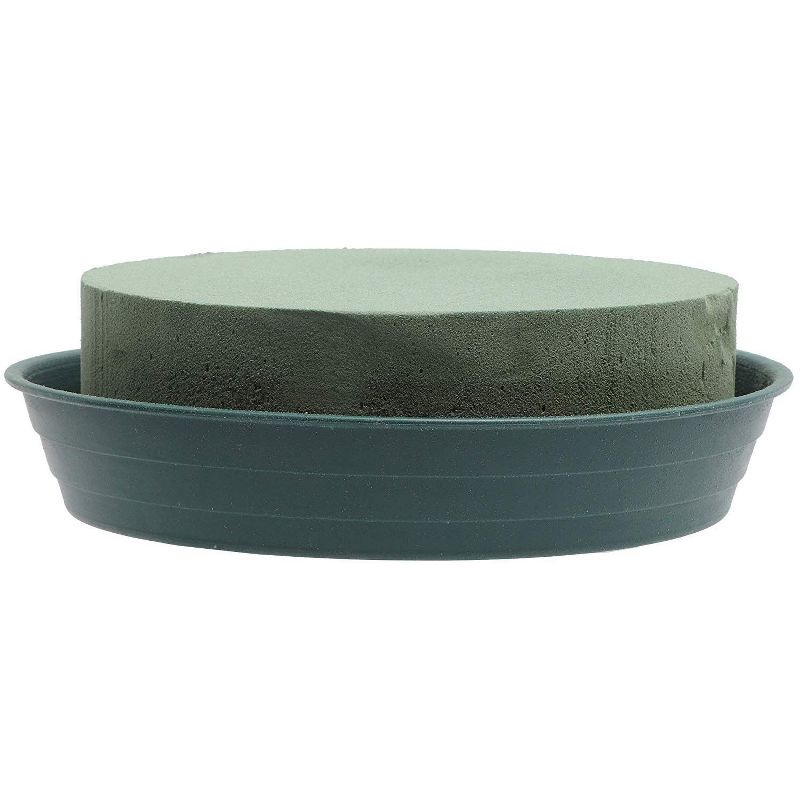 4 Pack 7 In Round Wet Floral Flower Foam Base Arrangement Set for Florist Crafts Fresh Flowers Home Party Decorations, Green