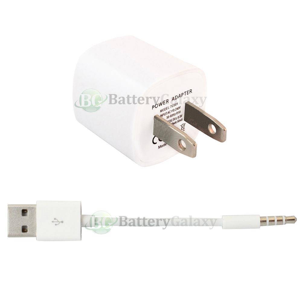 Wall Charger+USB Sync Cable for Apple iPod Shuffle 3 4 5 6 3rd 4th 5th 200+SOLD