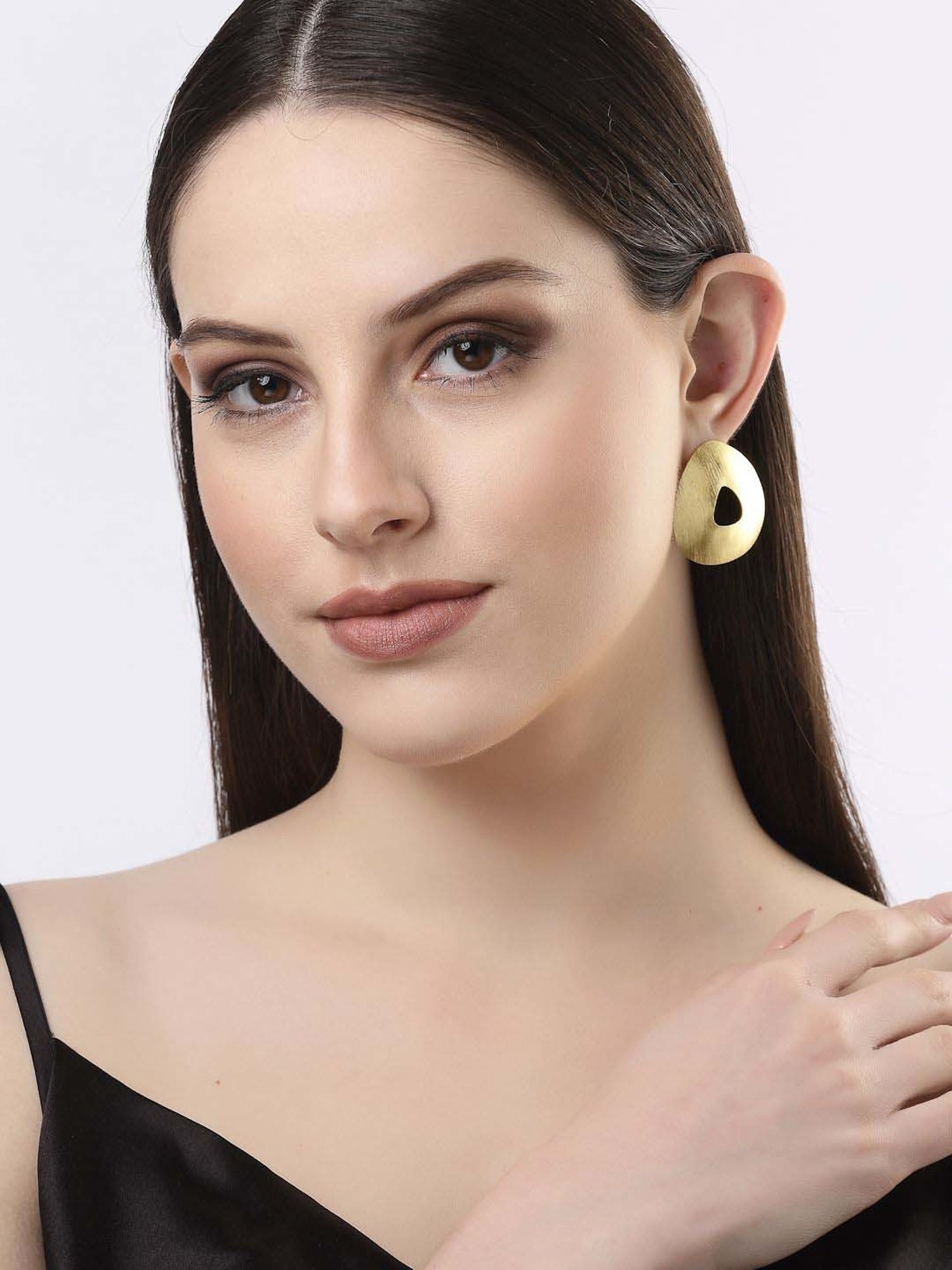 NVR Gold-plated Alloy Triangular Drop Earrings for Women