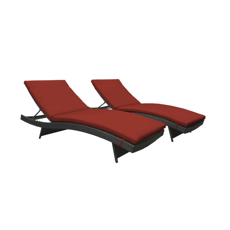 Bali 2pk Patio Chaise Lounges with Cushions - Terracotta - TK Classics