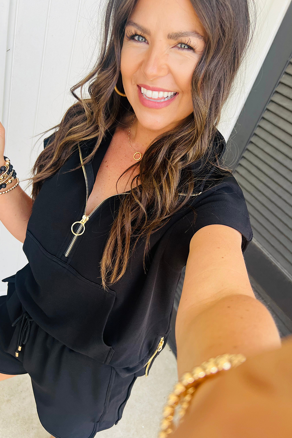 Skobeloff Textured Ruffle Split Top and Drawstring Shorts Set