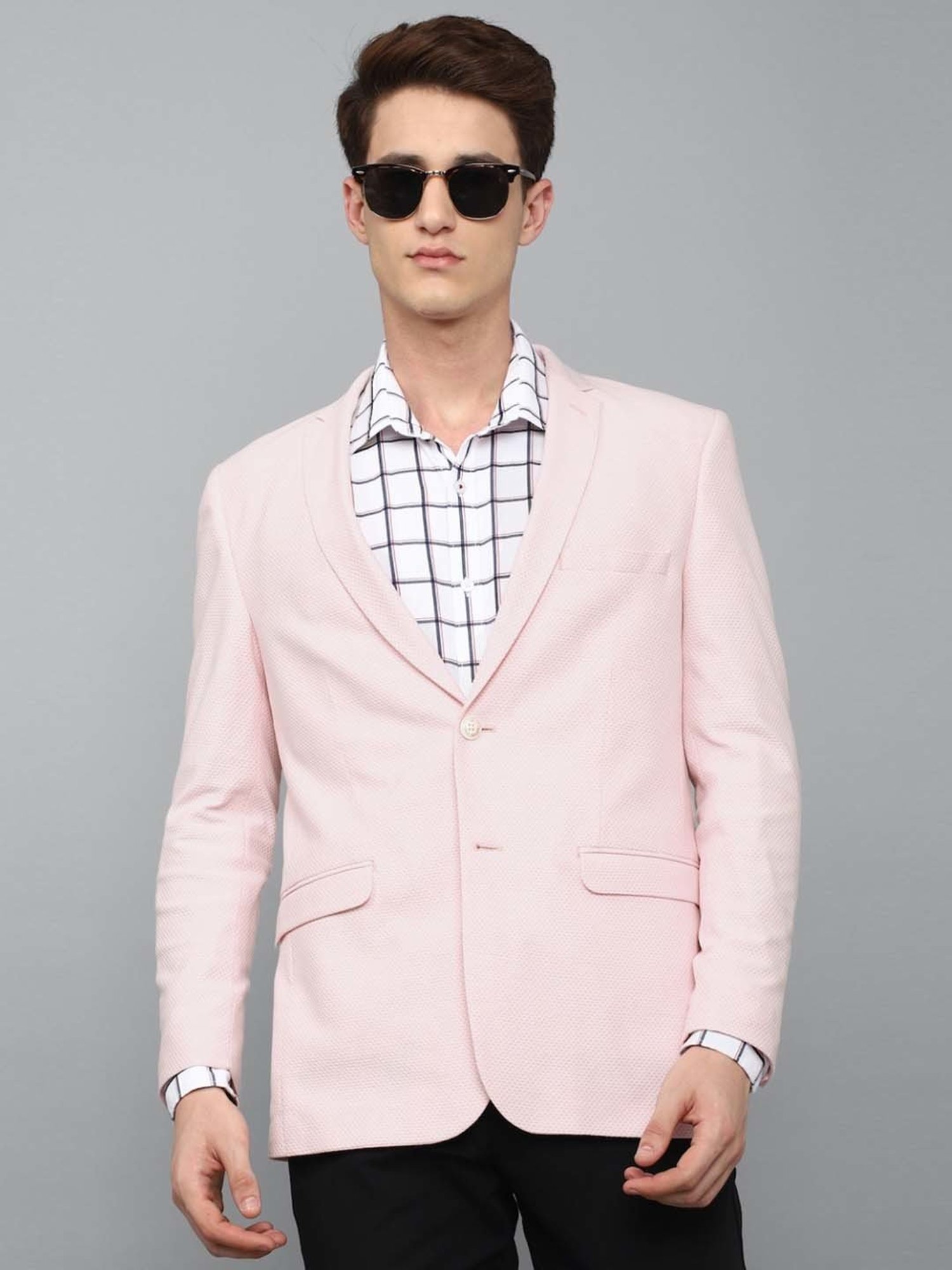 Louis Philippe Sport Pink Super Slim Fit Self Pattern Blazer