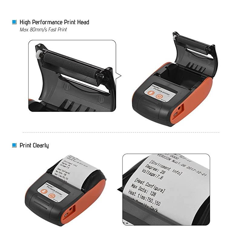 GOOJPRT PT-210 Portable Thermal Printer Handheld 58mm Receipt Printer for Retail Stores Restaurants Factories Logistics, 10 Paper Rolls