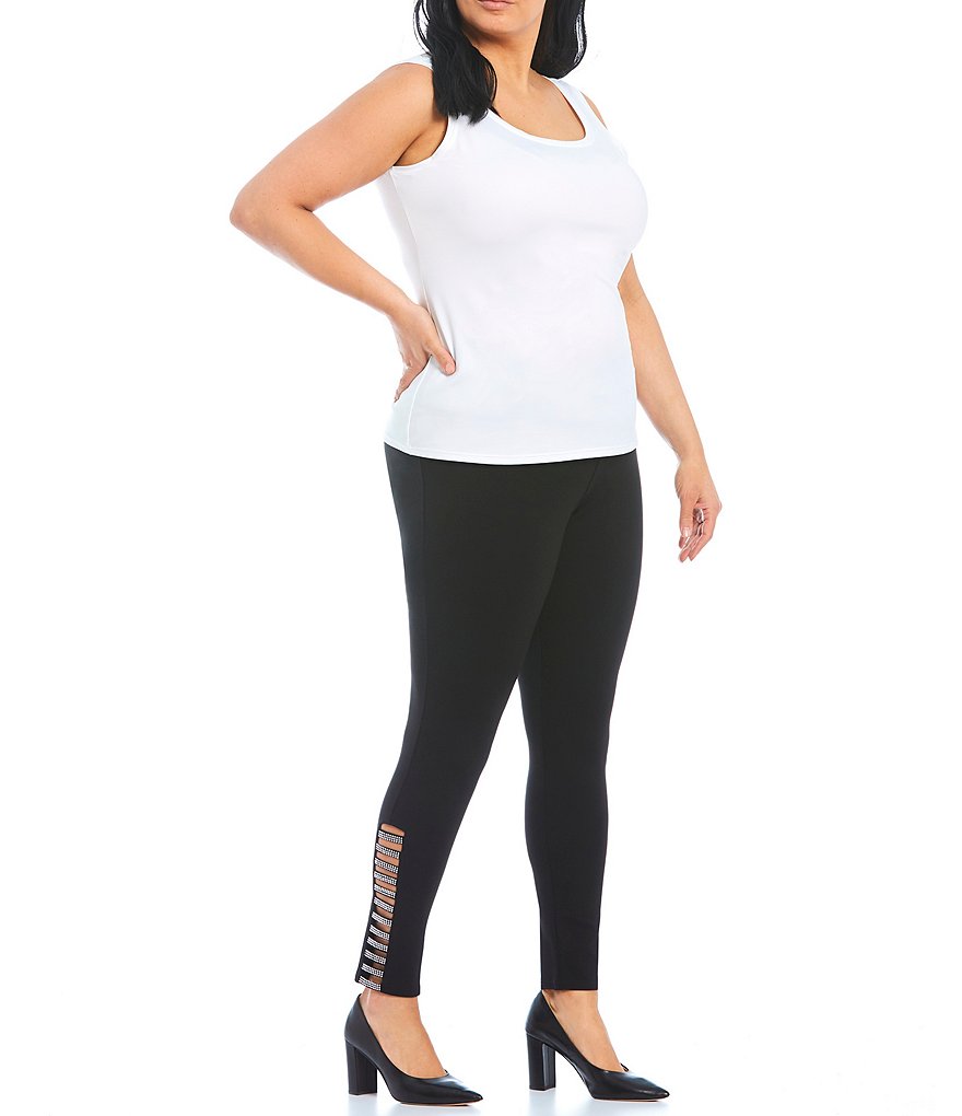 Intro Plus Size Solid Double Knit Tummy Control Leggings