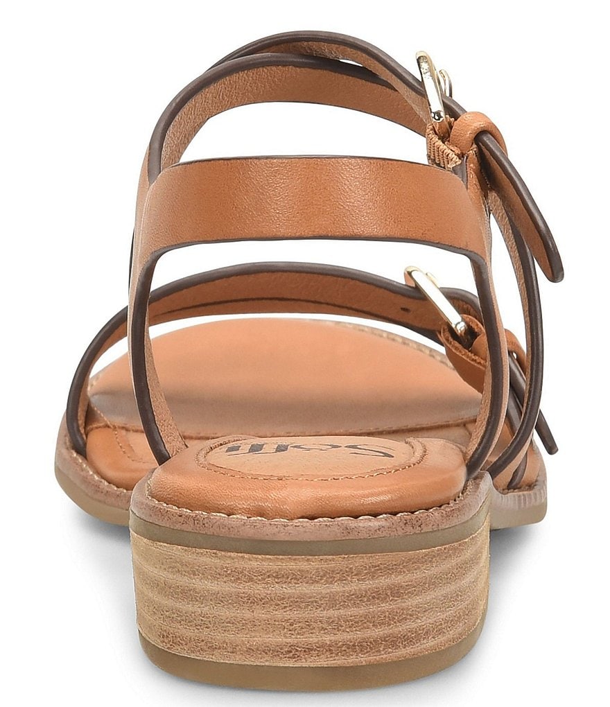 Sofft Nadie II Leather Double Buckle Stacked Heel Sandals