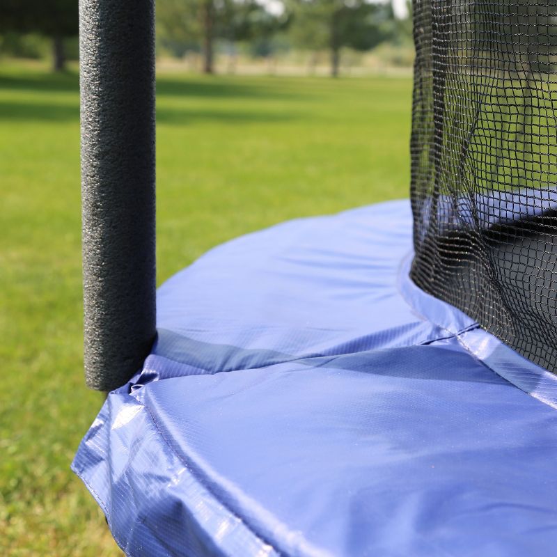 Skywlker Trampolines 8' Round Jump-N-Toss Trampoline with Enclosure - Blue