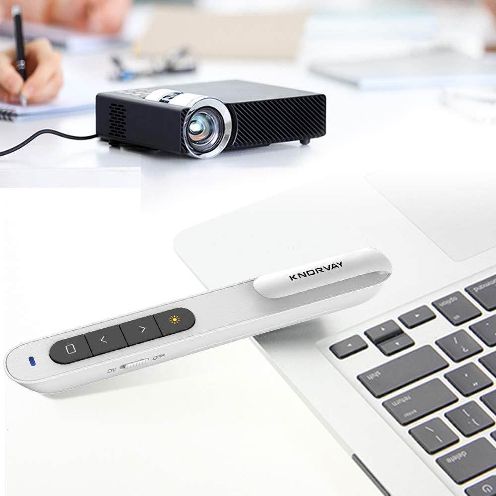 KNORVAY N27 Wireless Presenter, Hyperlink Volume Control Presenter RF 2.4GHz PowerPoint Clicker Presentation Remote Control Laser Pointer (White)