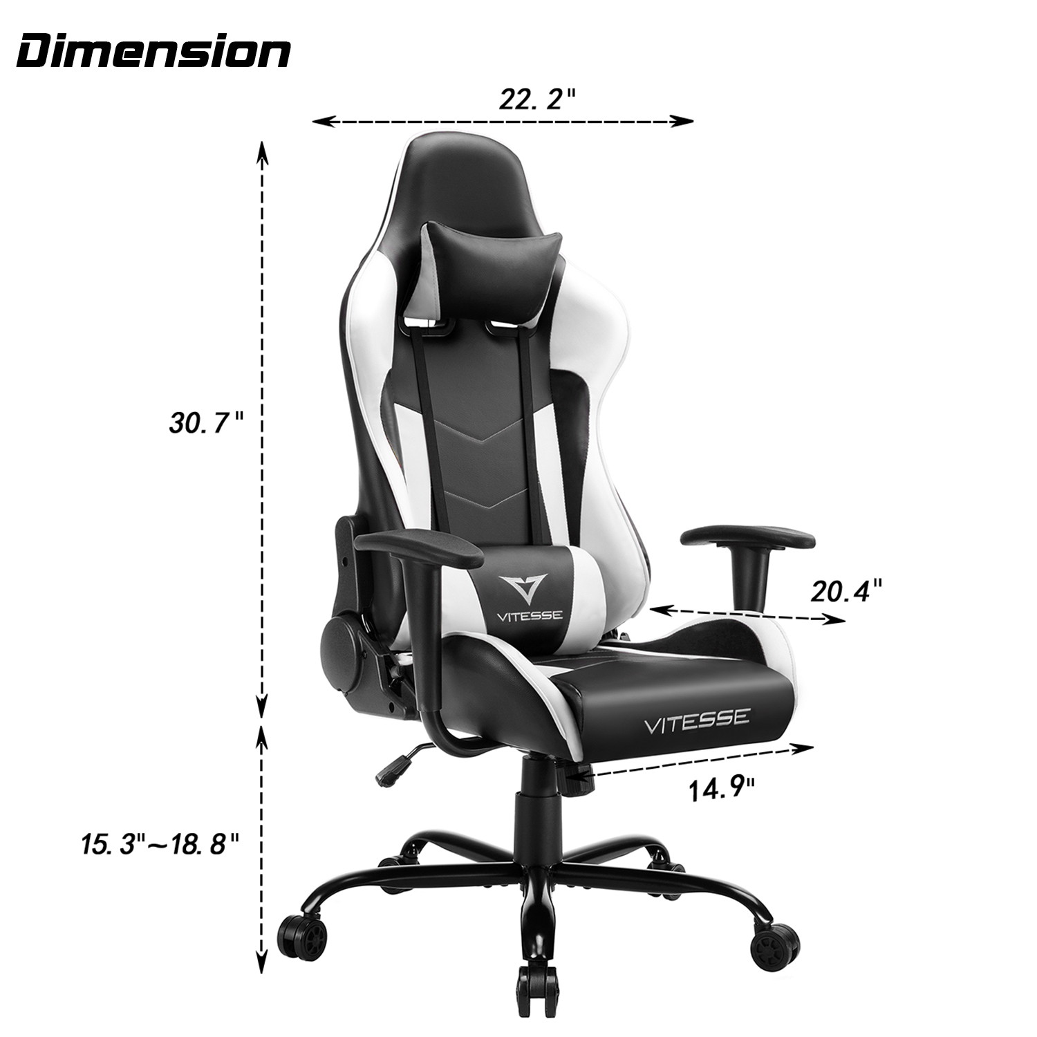 Vitesse Gaming Office Chair with Carbon Fiber Design, High Back Racing Style Seat, Swivel, Lumbar Support and Headrest(Red)