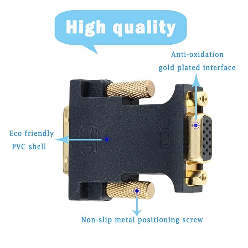 DVI to VGA Adapter Active DVI-D 24+1 to VGA Link Video Cable Converter for PC DVD Monitor HDTV