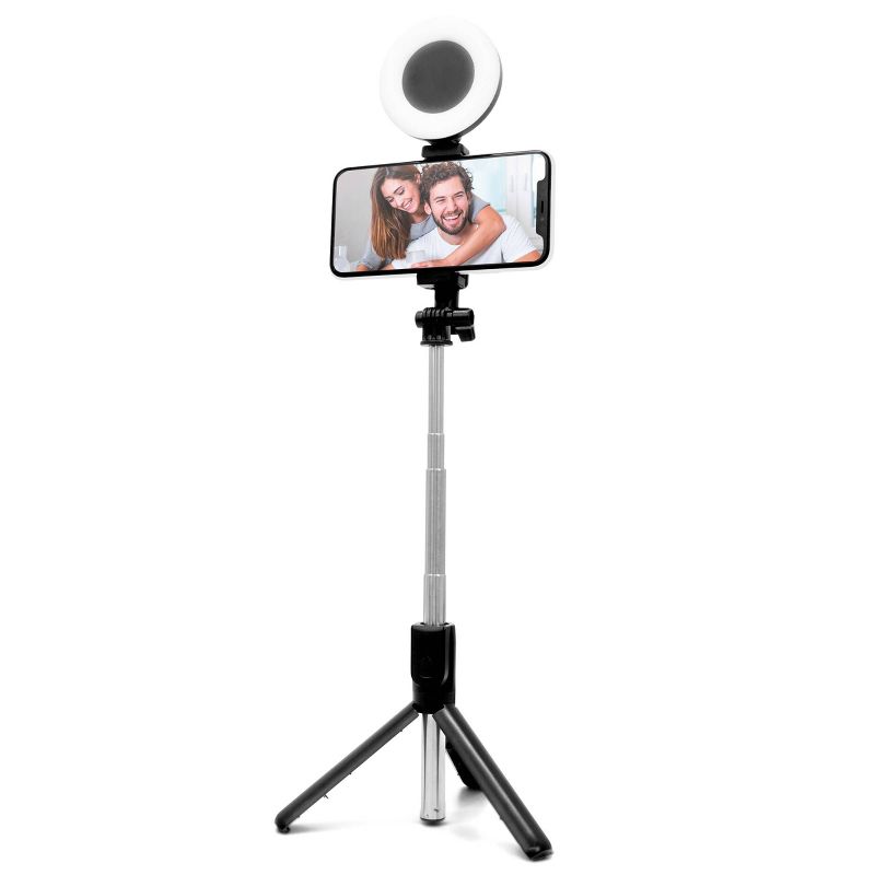 ReTrak Tripod Selfie Stick with LED Ring Light - Black