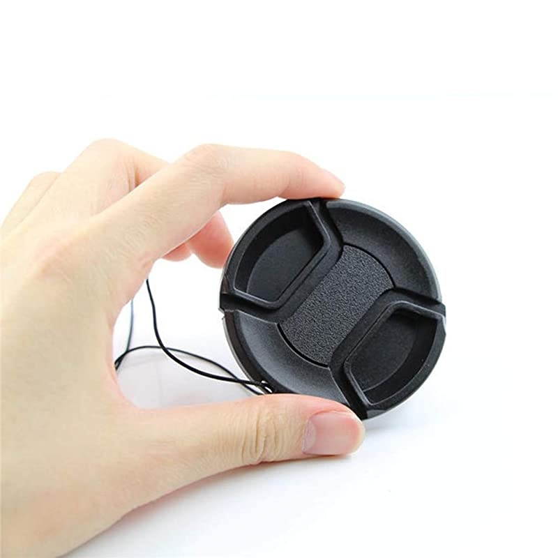 Lens Cap Snap-On Center Pinch Front Lens Cover with Strap Compatible for Canon Nikon Sony Fujifilm Olympus (37mm)
