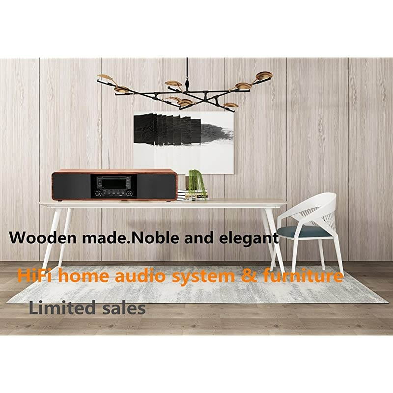 CD Player for Home with Bluetooth Stereo System Wooden Desktop Speakers FM Radio USB SD AUX Remote Control, 28 Inch Long 20 Pounds Weight