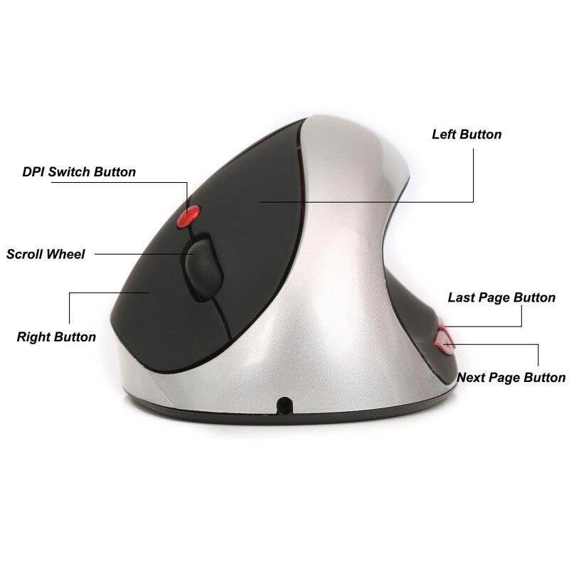 2.4G 2400dpi wireless vertical health mouse comes with charging human engineering hand vertical mouse black