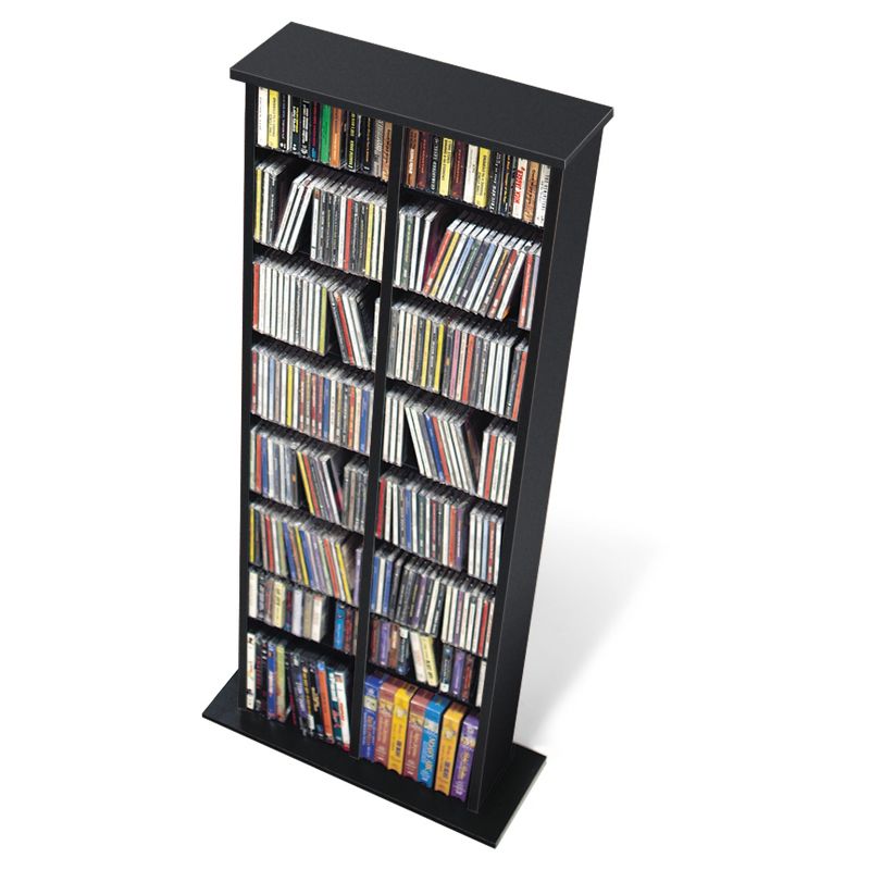 Double Media Storage Tower - Black - Prepac