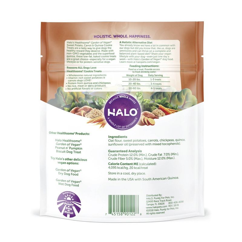 Halo Healthsome Garden of Vegan Sweet Potato Cookie Dry Dog Treat - 8oz