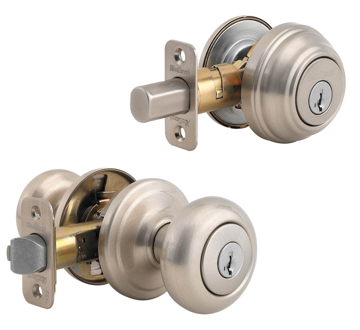 Kwikset 991J 3 SMT CP Juno Entry Knob and Single Cylinder Deabolt Combo Pack feat SmartKey in Polished Brass