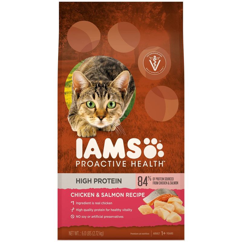 Iams Proactive Health High Protein Chicken & Salmon Recipe Adult Premium Dry Cat Food - 6lbs