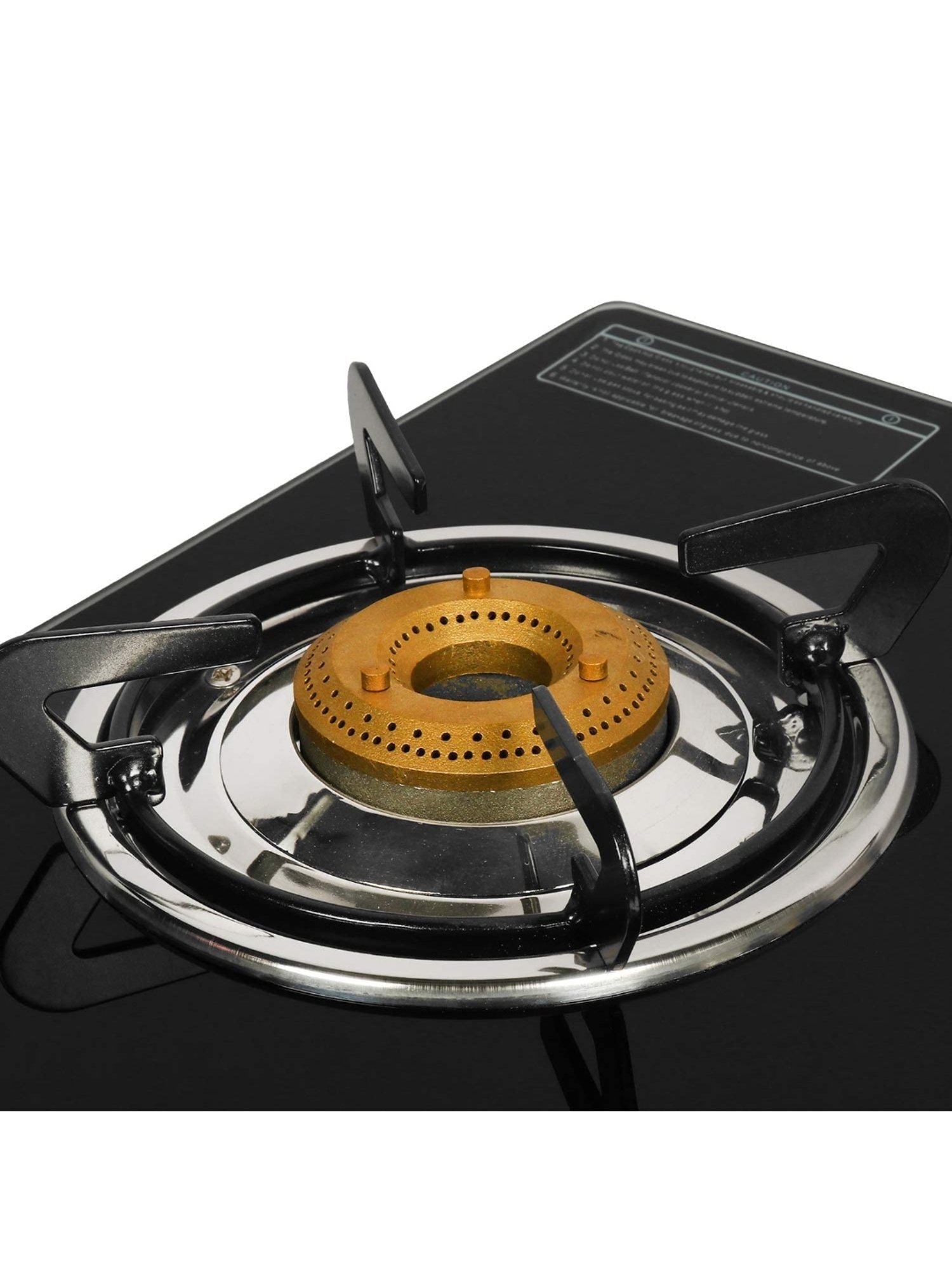 Faber Glass Top 3 Burner Gas Stove with Powder Coated Pan Support & Manual Ignition (Black)