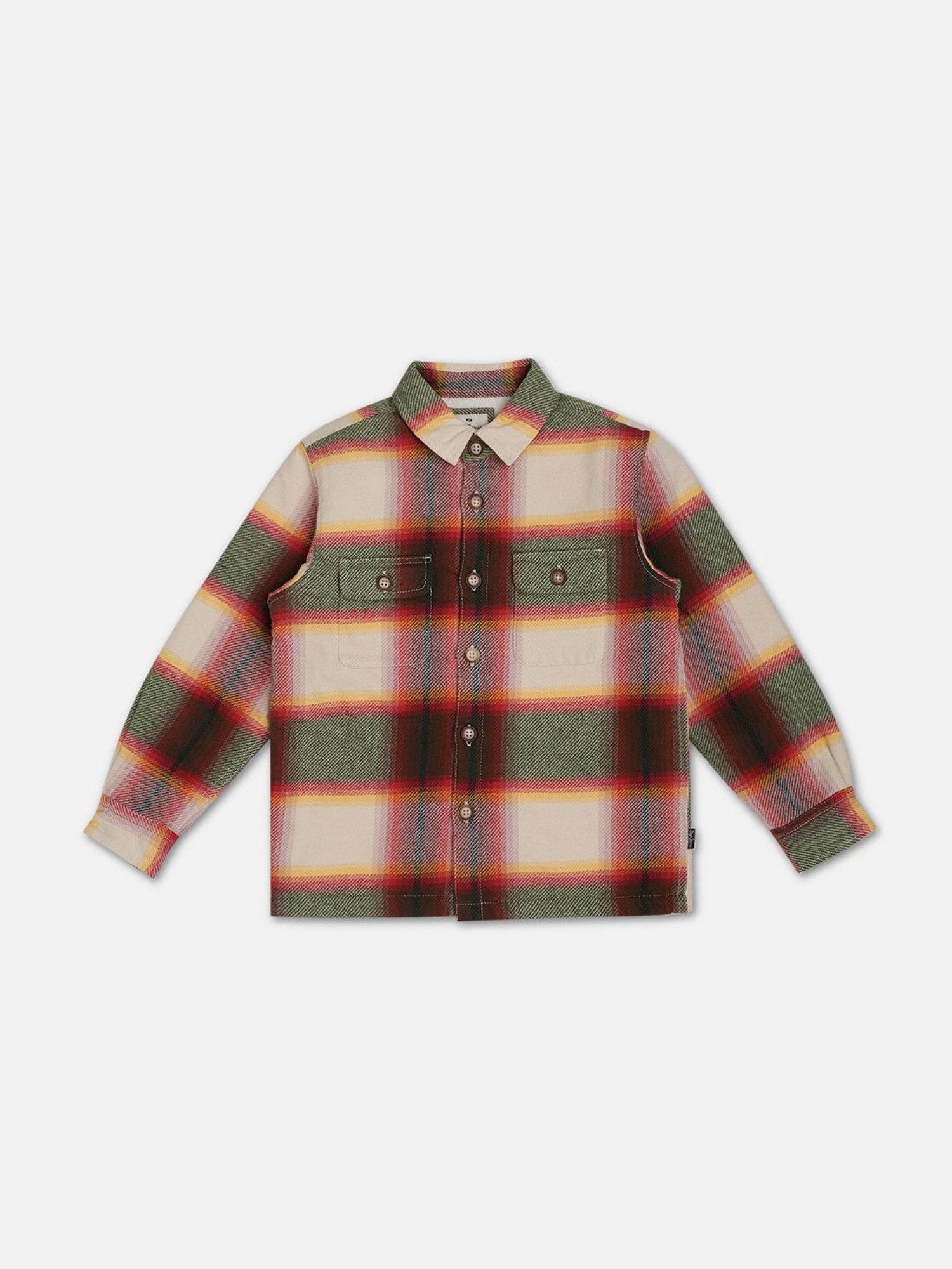 Pepe Jeans Boys Off White & Olive Checks Shirt