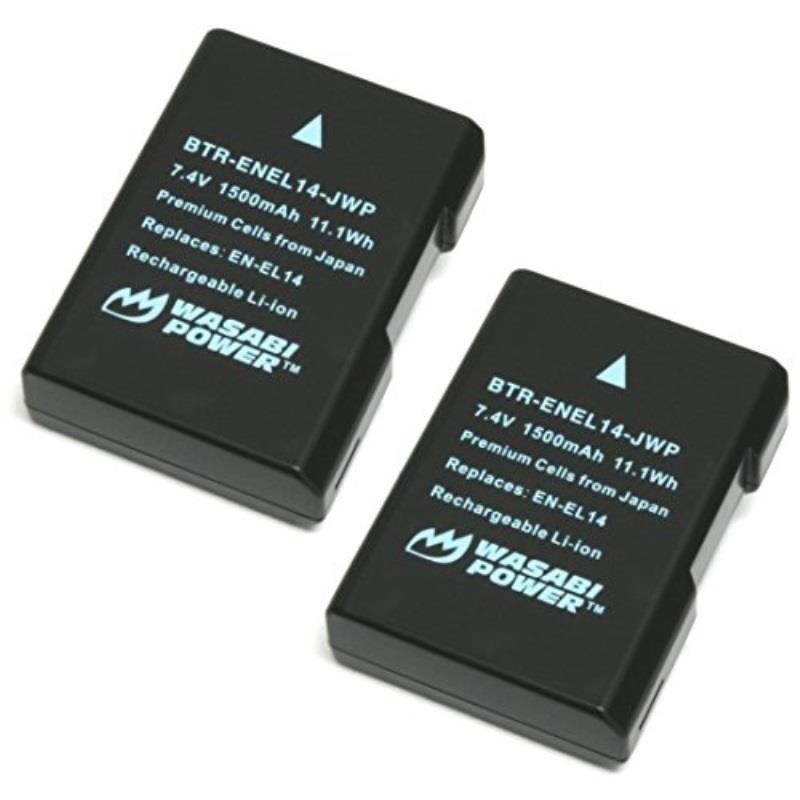 Wasabi Power Battery (2-Pack) for Nikon EN-EL14, EN-EL14a and Nikon Coolpix P7000, P7100, P7700, P7800, D3100, D3200, D3300, D5100, D5200, D5300, Df