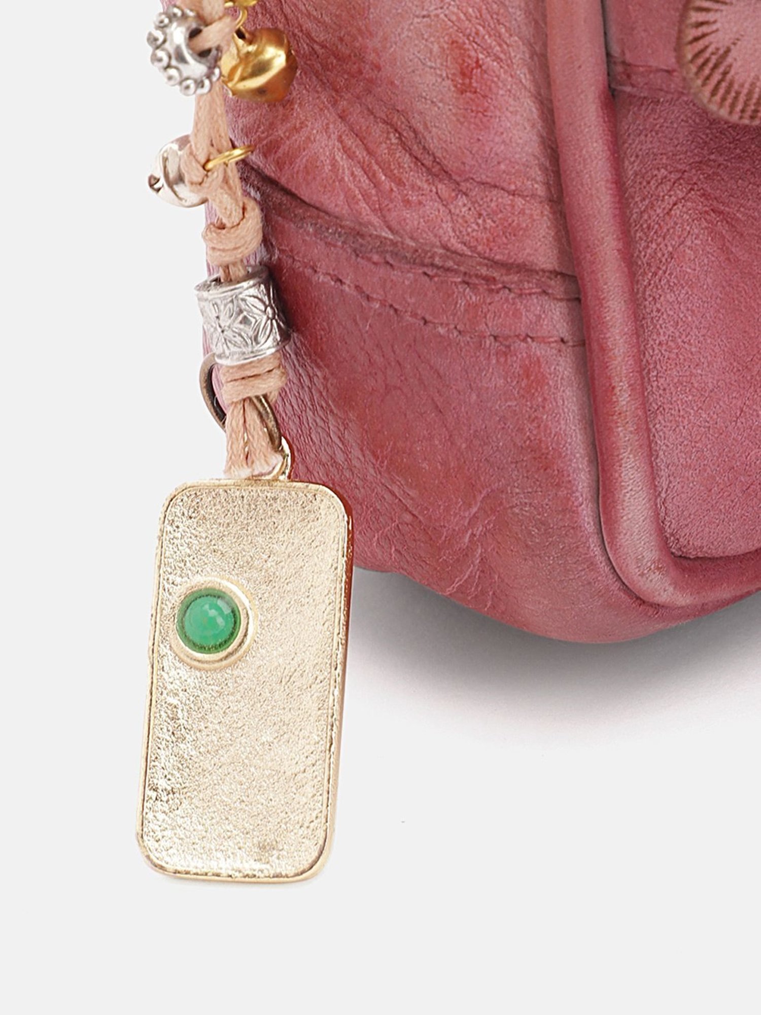 Art N Vintage Roseate Rose Pink Leather Floral Medium Sling Handbag