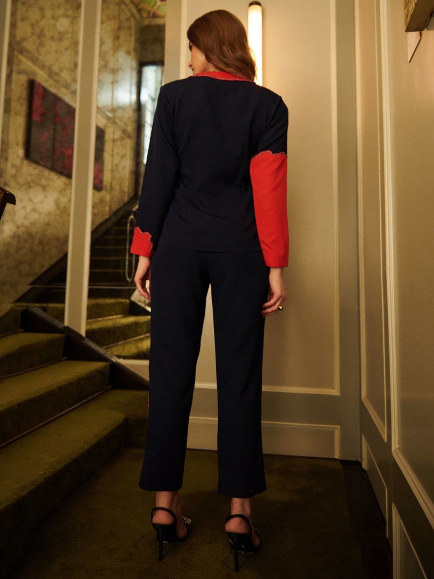 Cin Cin Navy Blue Audace Party Edit Elfin Jacket With Pant