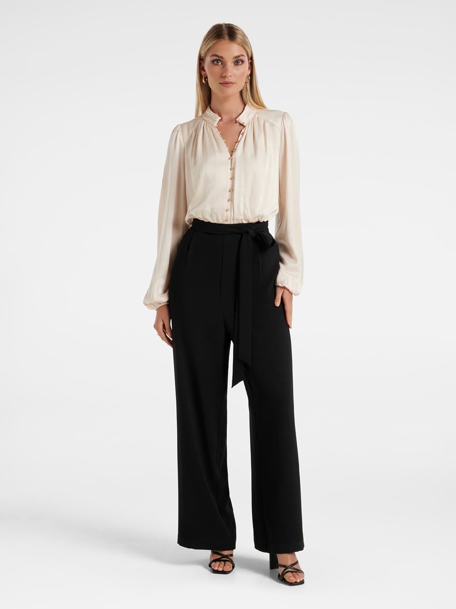 Forever New Bone & Black Jumpsuit