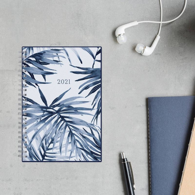 2021 Planner 5" x 8" Frosted Plastic Weekly/Monthly Wirebound Keoni Navy - Blue Sky