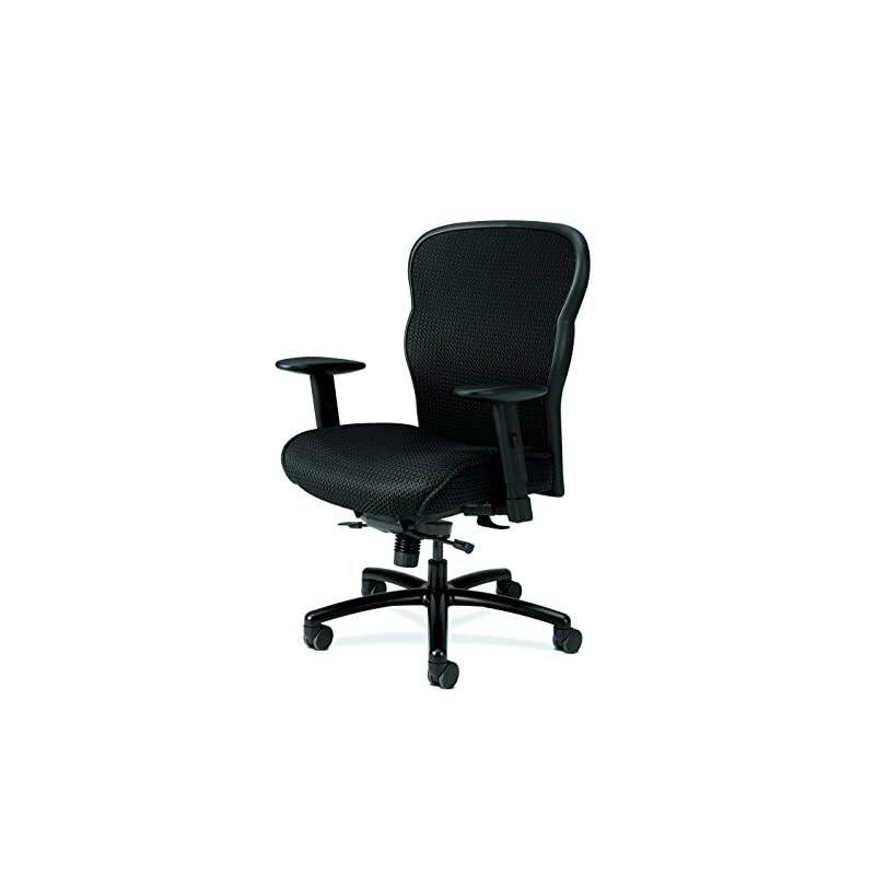 Wave Mesh Big and Tall Executive Chair | Knee-Tilt | Adjustable Arms | Black Fabric Seat | HVL705 Model